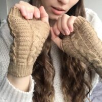 Rękawiczki dziewiarskie z półpalcem, modne na zimę Modny kawaii
