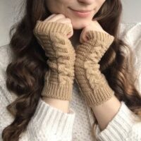 Vintermode Half Finger Stickning Handskar Mode kawaii