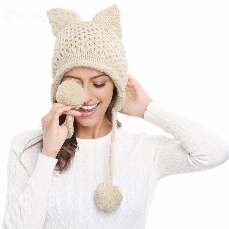 Kawaii Cat Ears Knit Hat