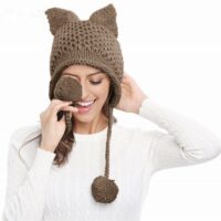 Chapéu de malha com orelhas de gato Kawaii Orelhas de gato kawaii