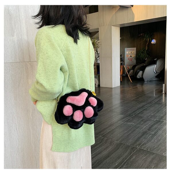 Cute Fluffy Cat Paw Plush Shoulder Bag Cartoon kawaii