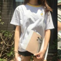 T-shirt ricamate con frutta dolce Stile universitario kawaii