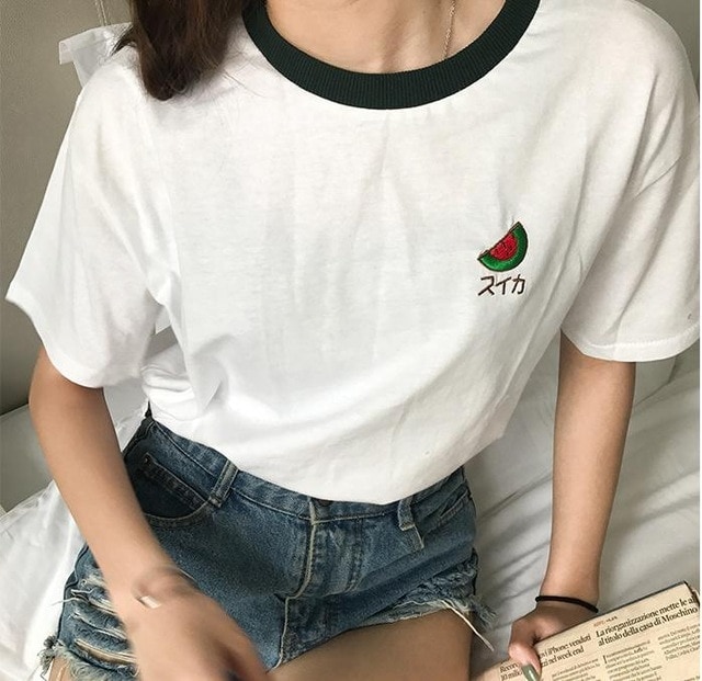 Sweet Fruit Embroidered T-shirts