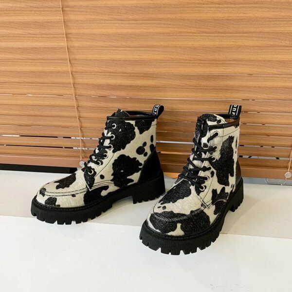 Kawaii Style Cow Print Combat Boots Cow kawaii