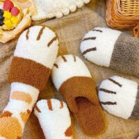 Pantofole in pelliccia calda con zampa di gatto Kawaii Cartone animato kawaii