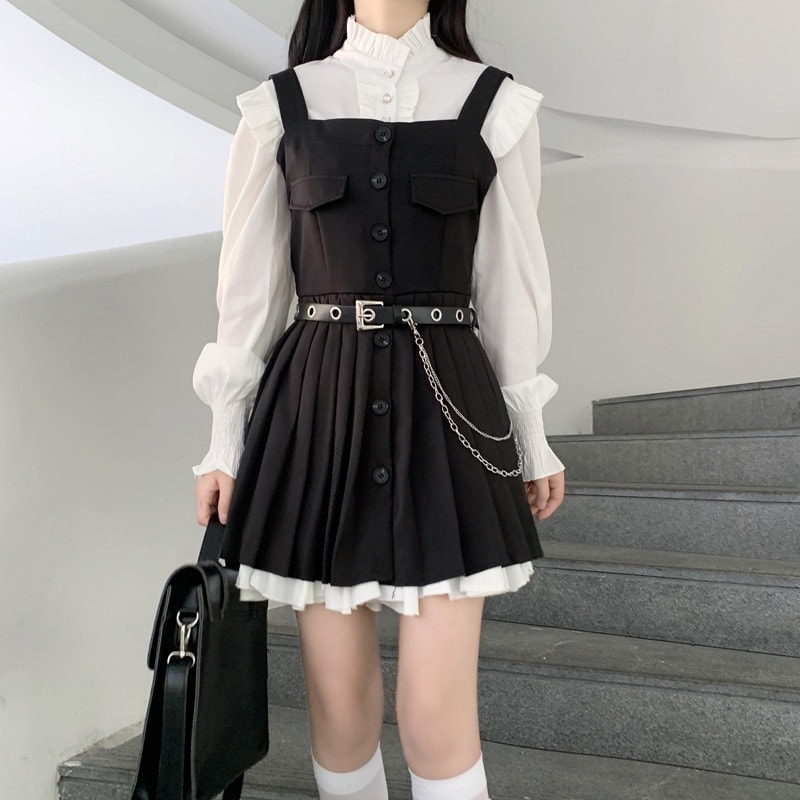 Kawaii French Black Suspender Dress
