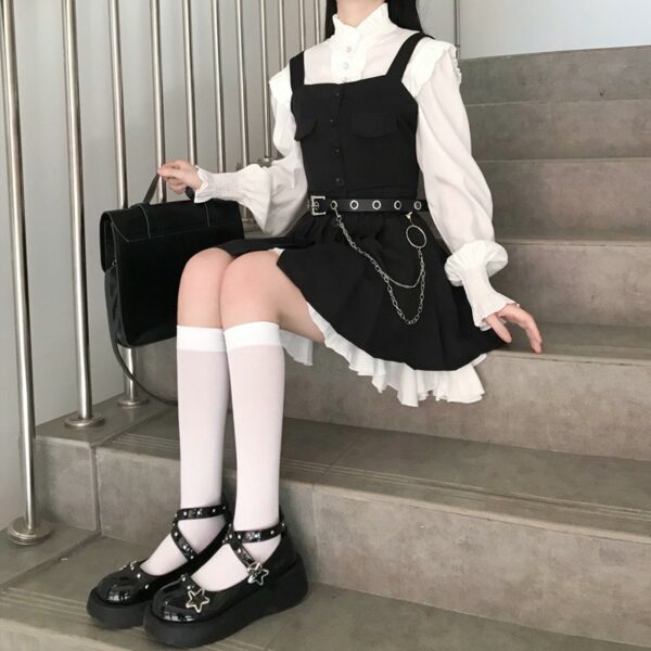 Kawaii French Black Suspender Dress French kawaii