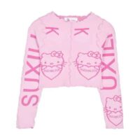 카와이 핑크 만화 꽉 스웨터 만화 귀엽다