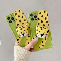 Capa fofa de leopardo 3D para iPhone Leopardo kawaii