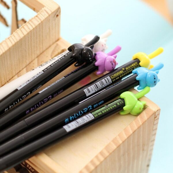 Cute Cartoon Colored Cats Gel Pens 3pcs Automatic Pen kawaii