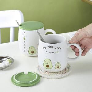 Lovely Green Avocado Mug With Lid 400ML Avocado kawaii