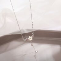 Söt Sakura Silver Halsband Halsband kawaii