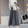 Japanese Casual Plaid Pleated Flowy Midi Skirt Japanese kawaii