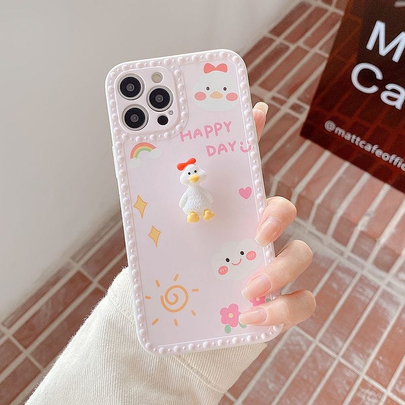 Cute Cartoon Pink Duck iPhone Case