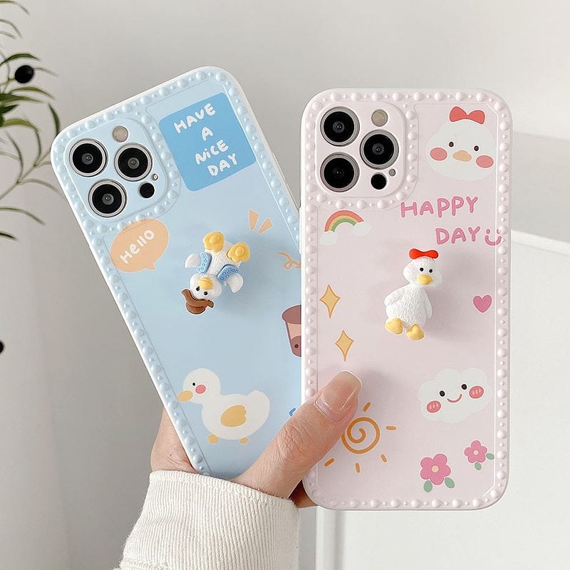 Cute Cartoon Pink Duck iPhone Case