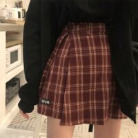 Mode vintage pläda mini kjolar Minikjolar kawaii
