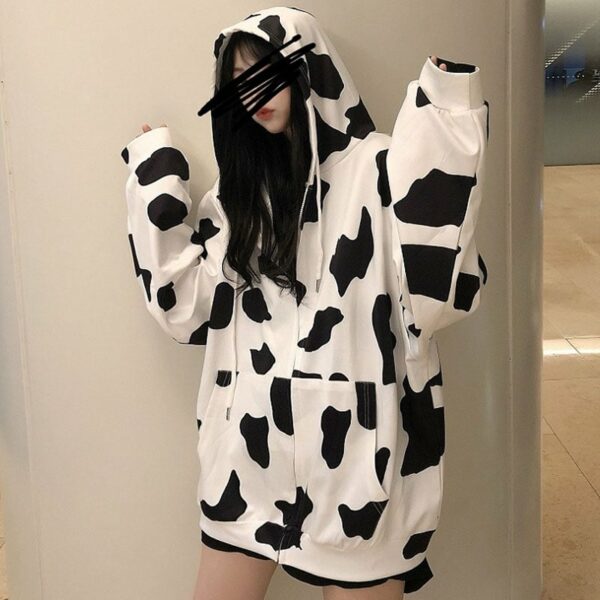 Kawaii Fashion Milk Cow Printed Hoodies Fashion kawaii
