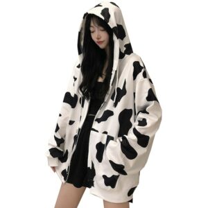 Kawaii Fashion Milk Cow Printed Hoodies Fashion kawaii