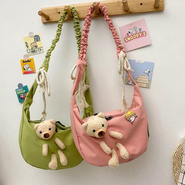 Cute Bear Canvas Crossbody Bag bear kawaii