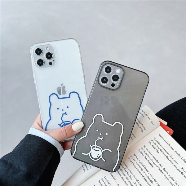Cute Cartoon Bear Line Drawing iPhone Case bear kawaii