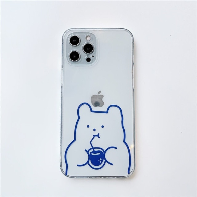 Cute Cartoon Bear Line Drawing iPhone Case