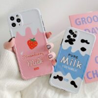 Söt Strawberry Drink Milk iPhone-fodral frukt kawaii