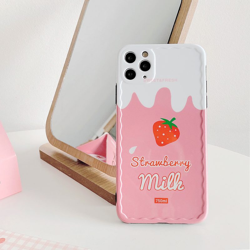 Cute Strawberry Drink Milk iPhone Case