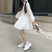 한국어 흰색 달콤한 원피스 드레스 귀여운 카와이