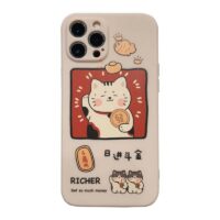 Custodia per iPhone con simpatico cartone animato gatto fortunato Cartone animato kawaii