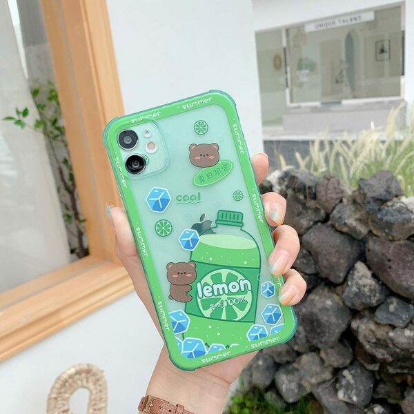 Cute Cartoon Bear Lemon iPhone Cases Cartoon Bear kawaii