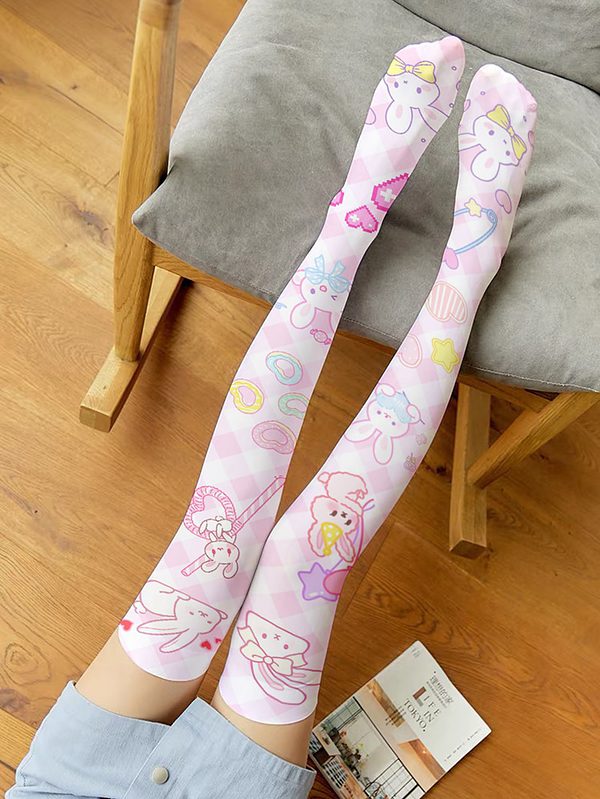 Cute Cat Paw Print Long Tube Stockings Cartoon kawaii