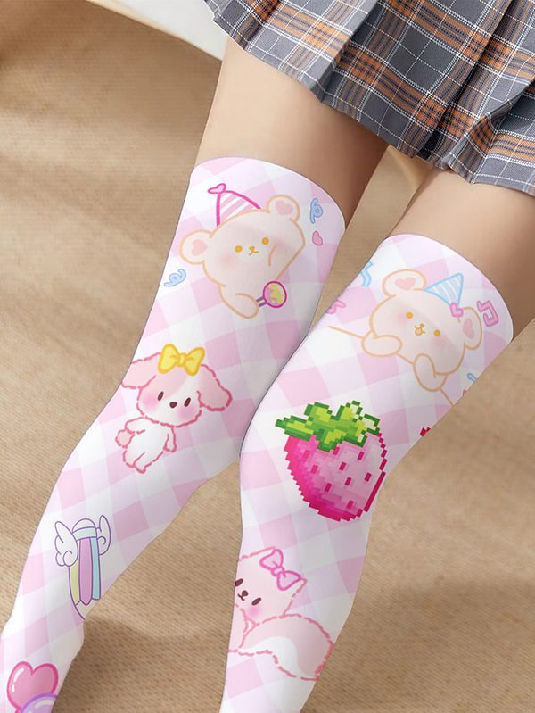 Cute Cat Paw Print Long Tube Stockings Cartoon kawaii