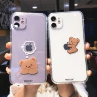 Gulligt tecknad björnpar iPhonefodral Tecknad björn kawaii