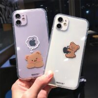 Capa para iPhone de casal de urso bonito dos desenhos animados Urso de desenho animado kawaii