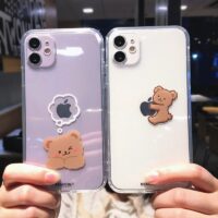 Coque et skin iPhone pour un couple d'ours de dessin animé mignon Dessin animé ours kawaii