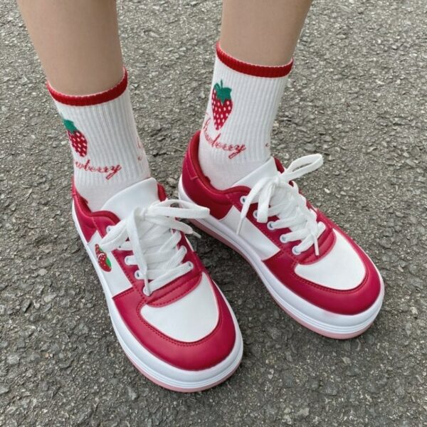Harajuku Kawaii Fashion Strawberry Milk Sneakers Casual Shoes kawaii
