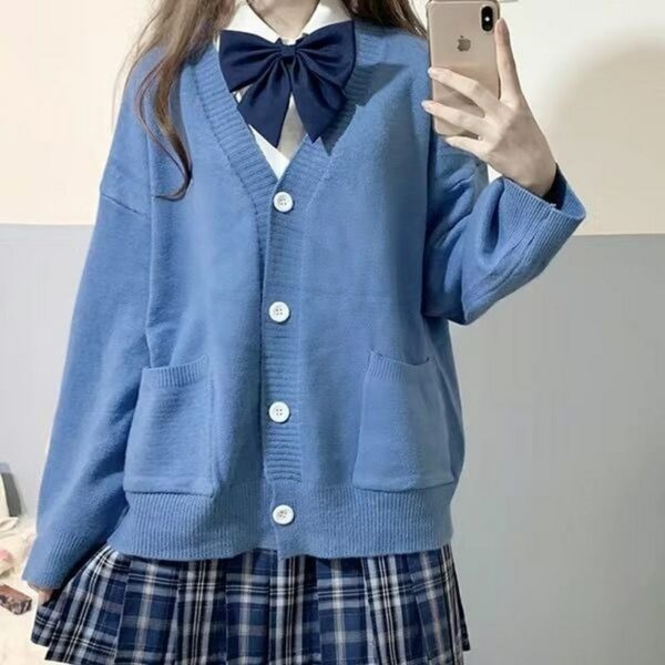 Cute Preppy Style Solid Cardigan Sweaters Cosplay kawaii