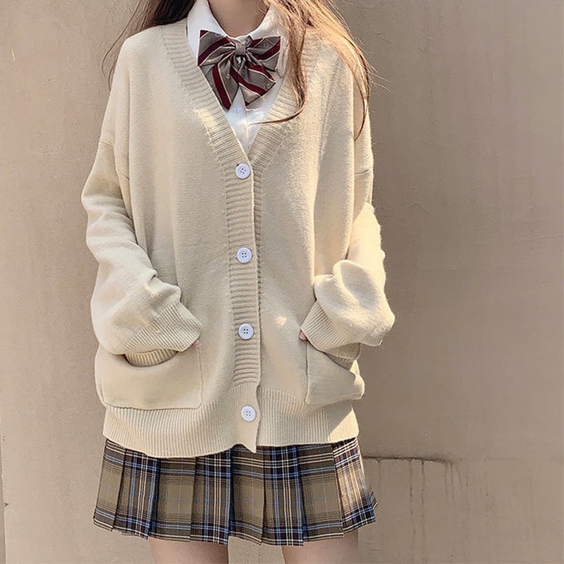 Preppy Style Solid Cardigan Sweaters