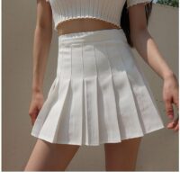 Biała plisowana spódnica Kawaii Mini spódniczki kawaii