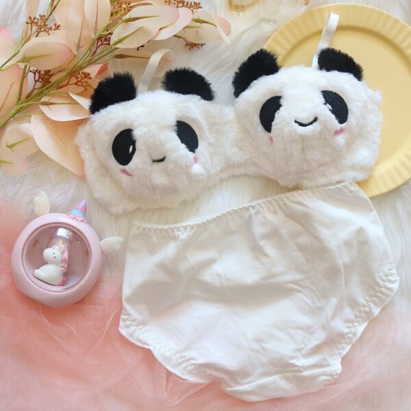 Fuzzy Panda Lingerie Set Cute kawaii
