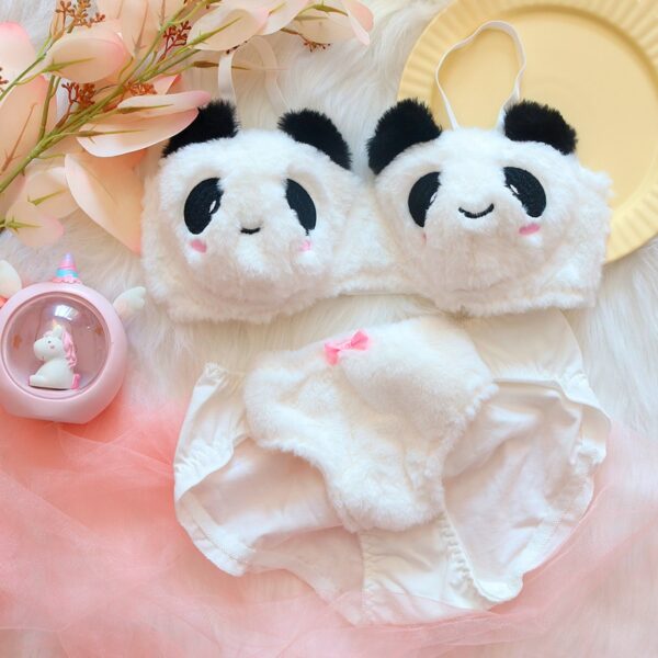 Fuzzy Panda Lingerie Set Cute kawaii
