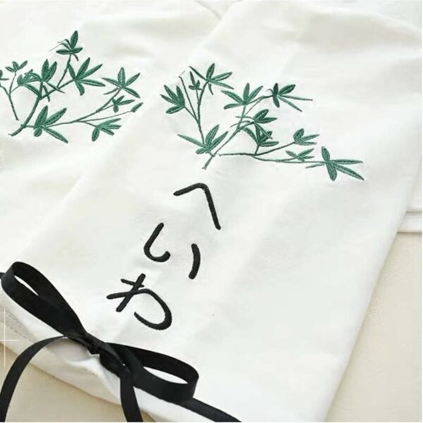 Japanese Bamboo Embroidery Bowknot Sleeves Hoodie Bamboo kawaii