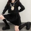Japanese Black Suit Sailor Blouse Pleated Skirt Set Japanese kawaii
