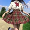 Kawaii Harajuku Embroidered Pleated Skirt Bow kawaii