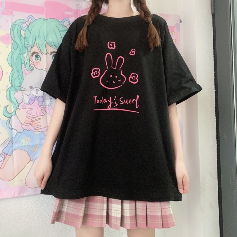 Cute Rabbit Printed Loose T-shirts