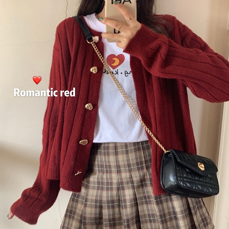 Kawaii Red wine Heart Sweaters