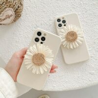 Coque et skin iPhone avec fleur de marguerite tissée blanche Marguerite kawaii