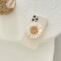 Coque et skin iPhone avec fleur de marguerite tissée blanche Marguerite kawaii