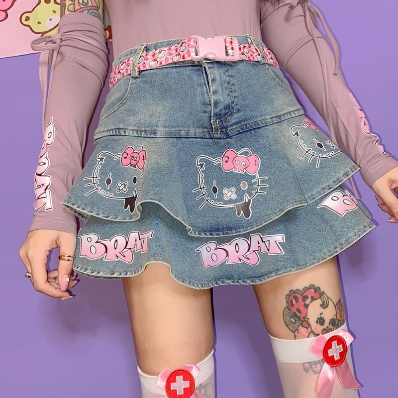 Lolita Denim Mini Pleated Skirt