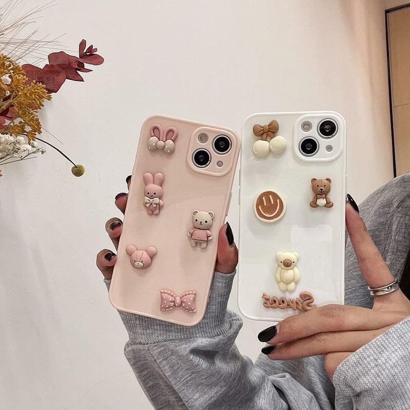 Kawaii Candy Color 3D Bear iPhone Case